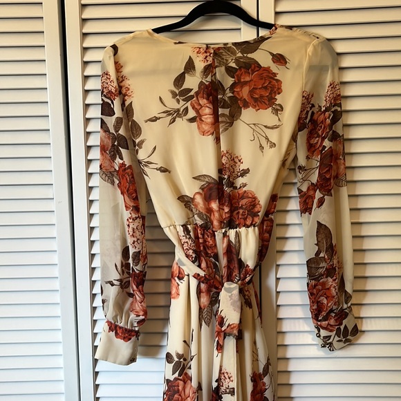 NWT Chiffon Long Sleve Fall Floral Maxi - Picture 6 of 6